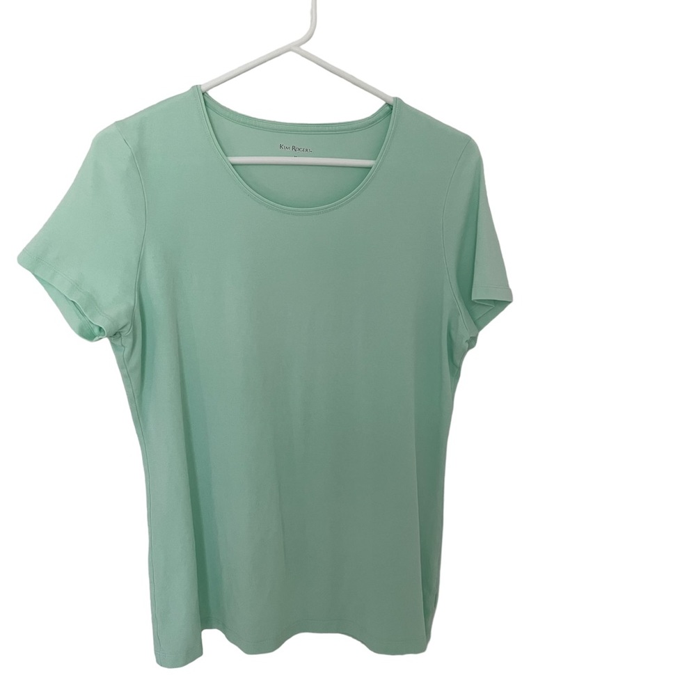 Kim Rogers Women’s Stretch Cotton T-Shirt Pale Green Size Medium